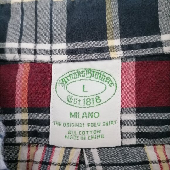 Brooks Brother Men Multicolor Short Sleeve Plaid Button Down Collar Shirt Size L - Picture 5 of 7
